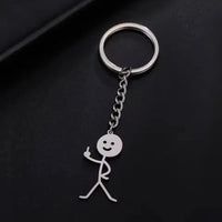 Finger Salute Doodle Stickman Keychain