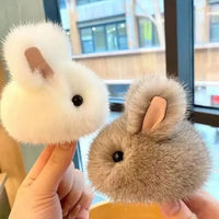 Snuggle-Soft Fur Bunny Plush Keychain