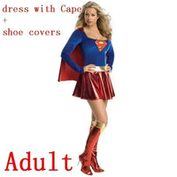 Superwoman Dress Cosplay Costumes Super Girls Dress Shoe Covers Suit Superhero Woman Super Hero Kids Halloween Costume - Bear Hugs