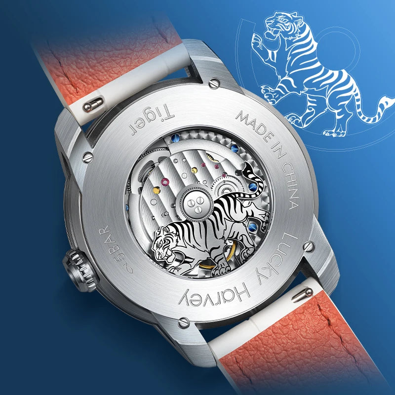 Lucky Harvey Luminous Tiger Dial Mechanical Watches Men Sapphire Waterproof Automatic Movement Limited Edition Watches for Men - Bear Hugs