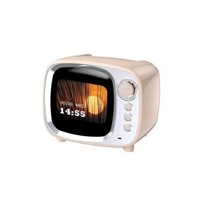 Desktop retro smart Bluetooth speaker with HIFI sound quality and alarm function Lyrics desktop weather ultra long standby - Bear Hugs