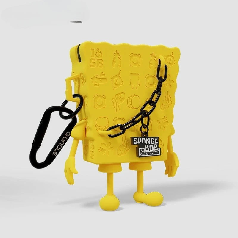 Spongebob Silhouette Black Gold Bag School Bag Pendant Cute Mini Storage Bag, Trendy Toy Anti-Fall Earphone Bag Fashion Coin Purse - Bear Hugs