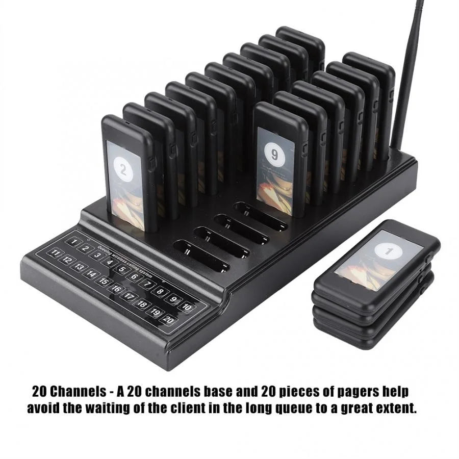 SU-68G Calling System Wireless Paging Queue System 20 Channels Restaurant Pager Waiter for Restaurant Coffee Shop Queuing System - Bear Hugs