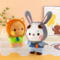 Cute Anime Bubu Dudu Plush Toy—Dressed in Rabbit and Fox Costumes Kawaii Stuffed Animal Couple Doll for Friends Gift Room Decor - Bear Hugs
