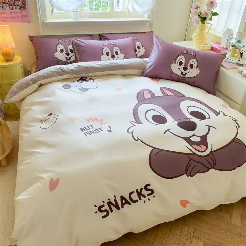 DZNY Bedding Set Cartoon Anime Children Bedroom Quilt Cover Boy Girl Bedclothes Single Double King Mickeys Duvet Cover Gift - Bear Hugs