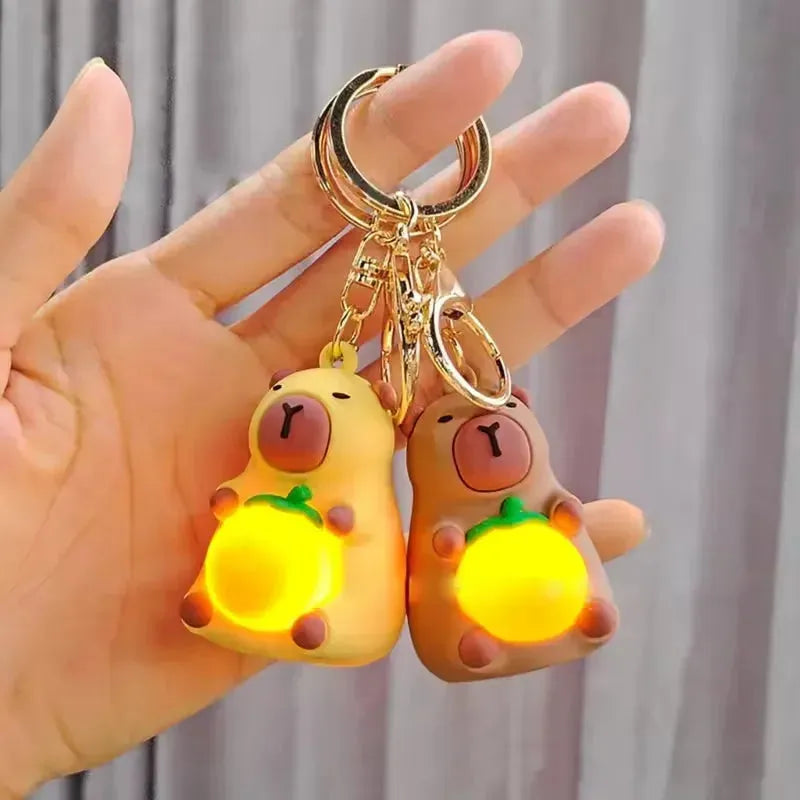 Capybara Citrus Spark Glow Keychain