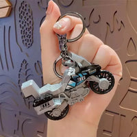 Rev Up Motorcycle Metal Keychain