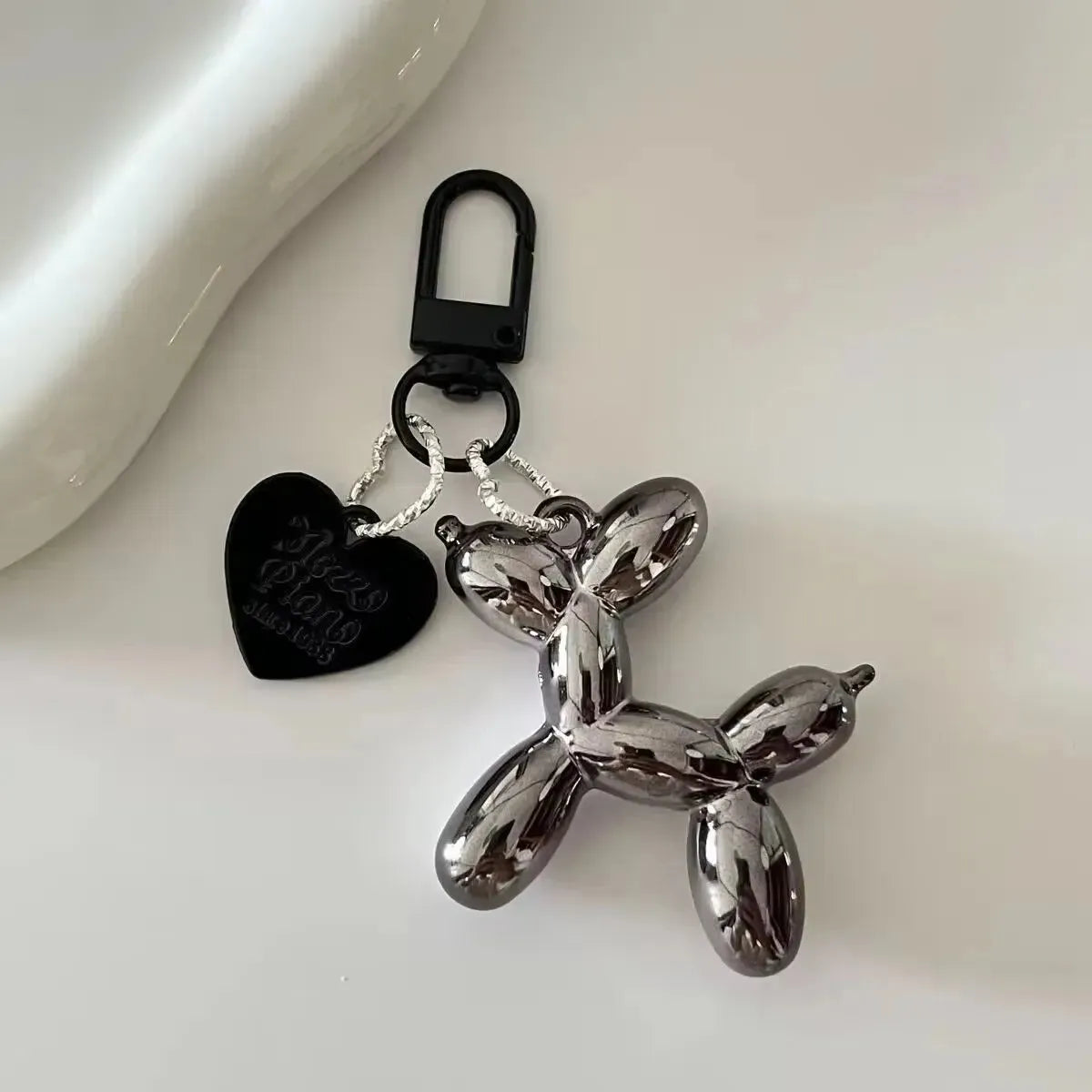 Balloon Heart Punk Dog Keychain