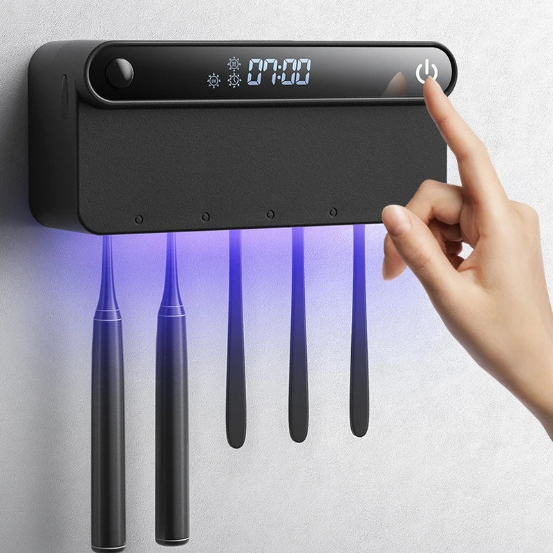 Smart UV Toothbrush Holder Sterilizer Toothpaste Squeezer Dispenser LED Displayed Timming Disinfection Bathroom Accessories Set - Bear Hugs