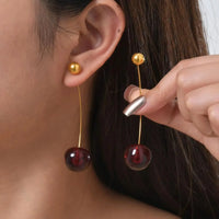 Crimson Charm Cherry Earrings