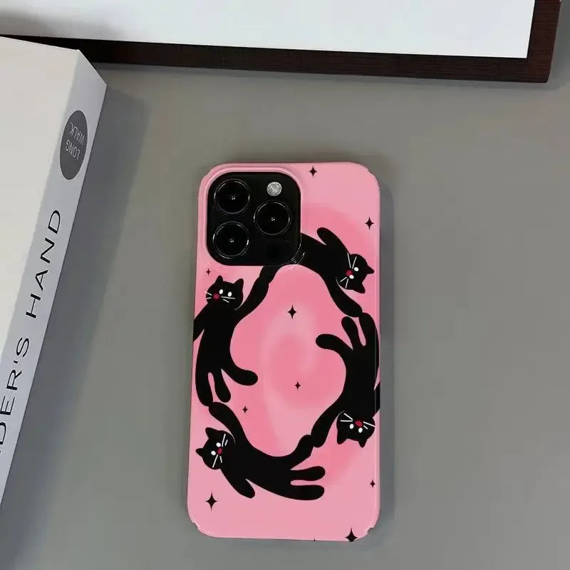 Korean INS Cartoon Dancing Cat Phone Case (For iPhones)