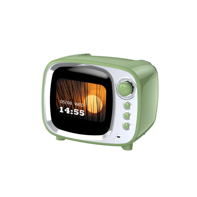 Desktop retro smart Bluetooth speaker with HIFI sound quality and alarm function Lyrics desktop weather ultra long standby - Bear Hugs