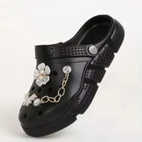 Floral & Rhinestone Comfort Clogs