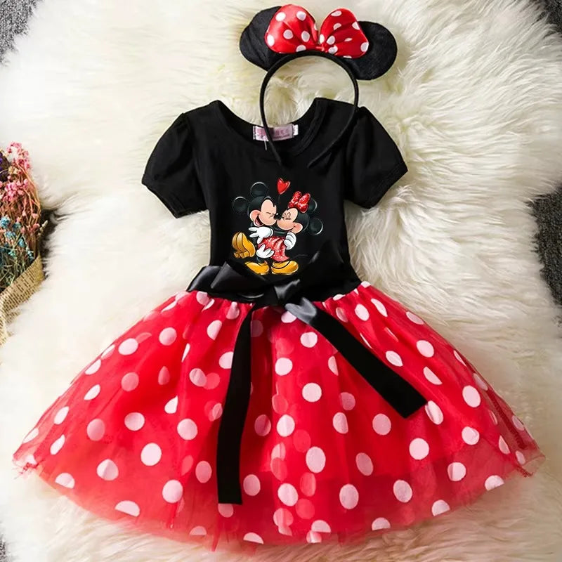Mickey Minnie Mouse Baby Girls Cosplay Costume Kids Fancy Polka Dot Dress Princess Dress Children Birthday Party Clothing Gift - Bear Hugs