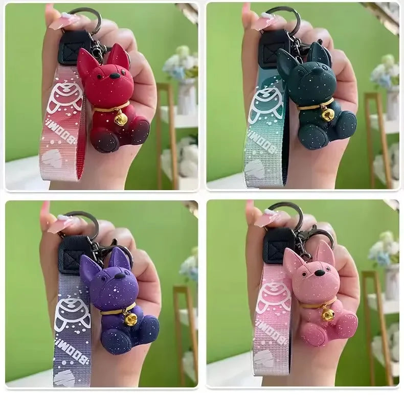 Punk Glittery Bulldog Keychain