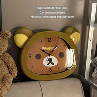Cute Rilakkuma Anime Peripheral Wall Clock Alarm Clock Cartoon Silent Clock Living Room Bedroom Sweeping Second Quartz Clock - Bear Hugs