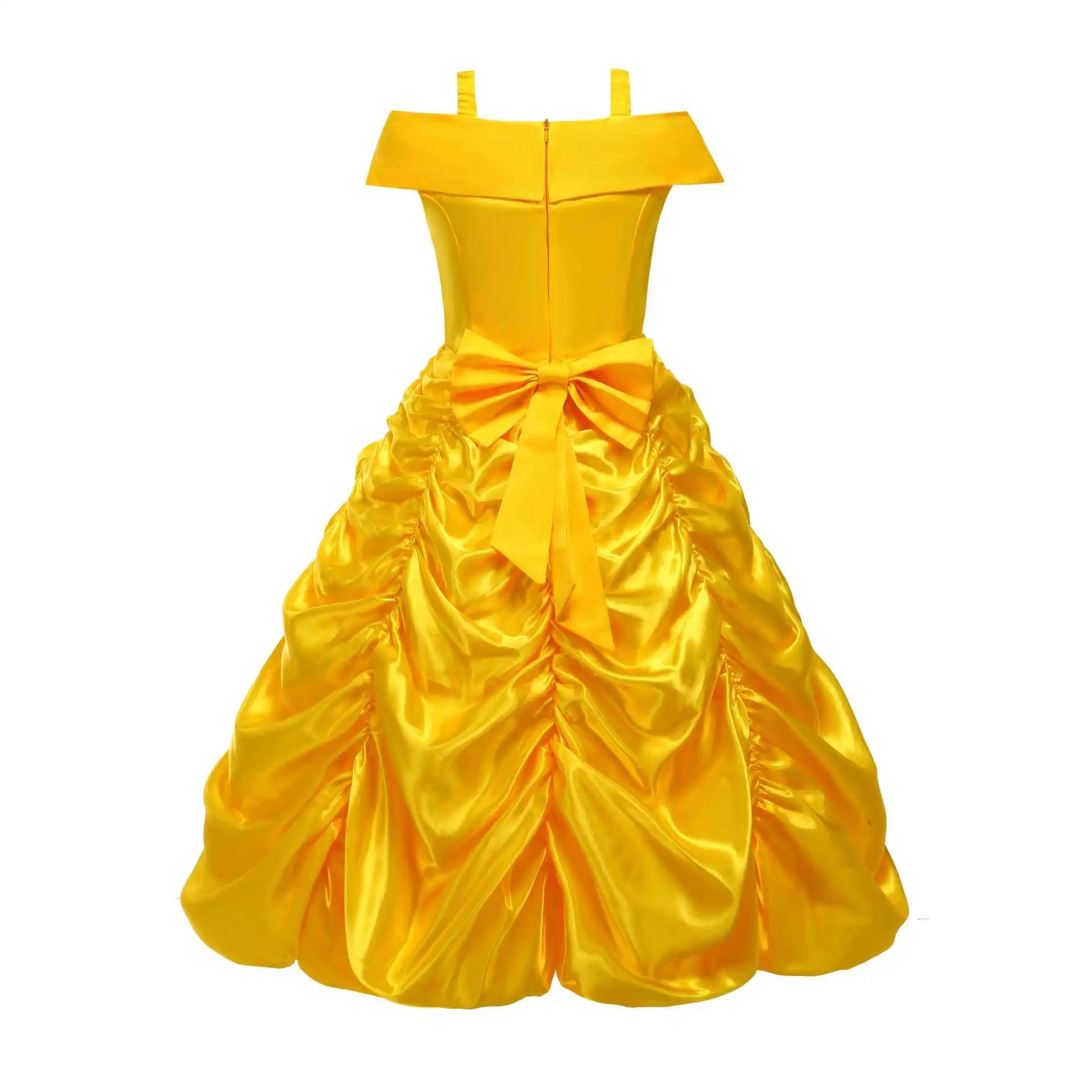 Off Shoulder Yellow Princess Dress for Kids Girl Belle Role Playing Clothing Fancy Carnival Party Birthday Ball Gowns Halloween - Bear Hugs