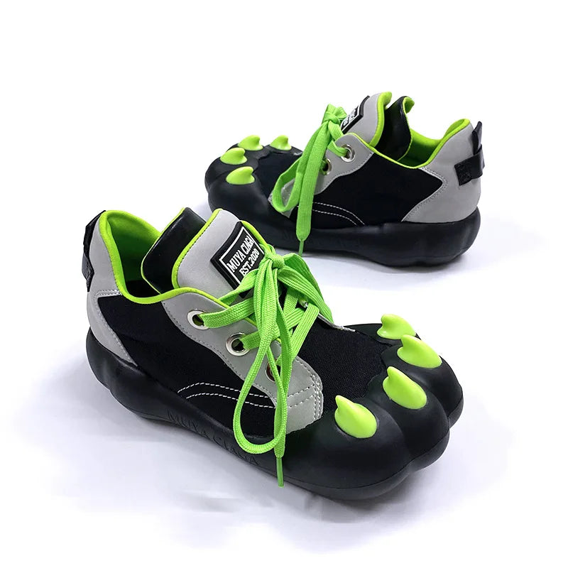 Fashionable Cat Claw Women's Shoes Thick Bottom round Toe Canvas Upgraded Version of the Classic Slip-On Sneakers Spring Autumn - Bear Hugs