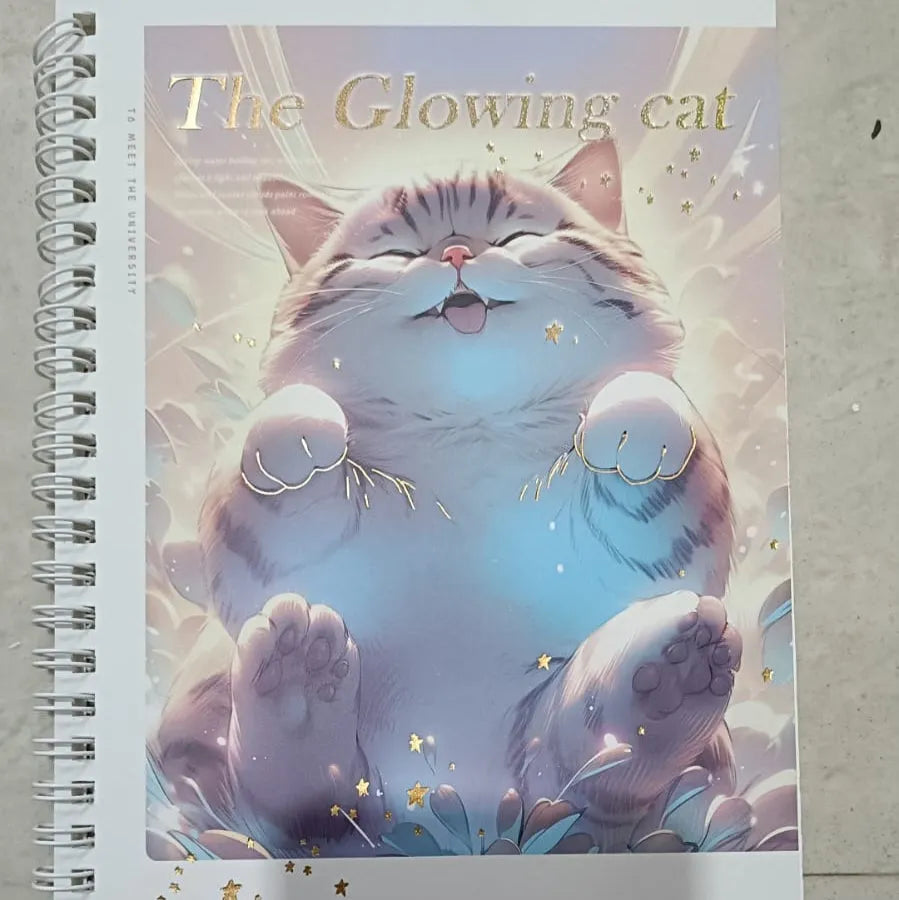 Glowing Cat A5 Spiral Notebook