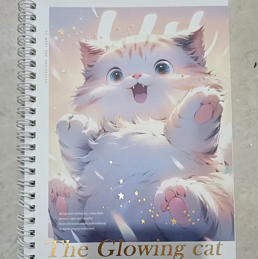 Glowing Cat A5 Spiral Notebook