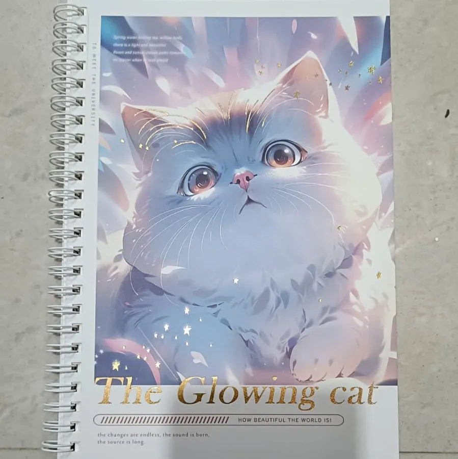 Glowing Cat A5 Spiral Notebook