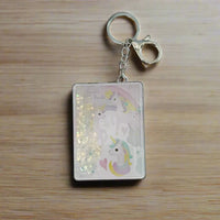 Unicorn Dreams Glitter Mirror Keychain