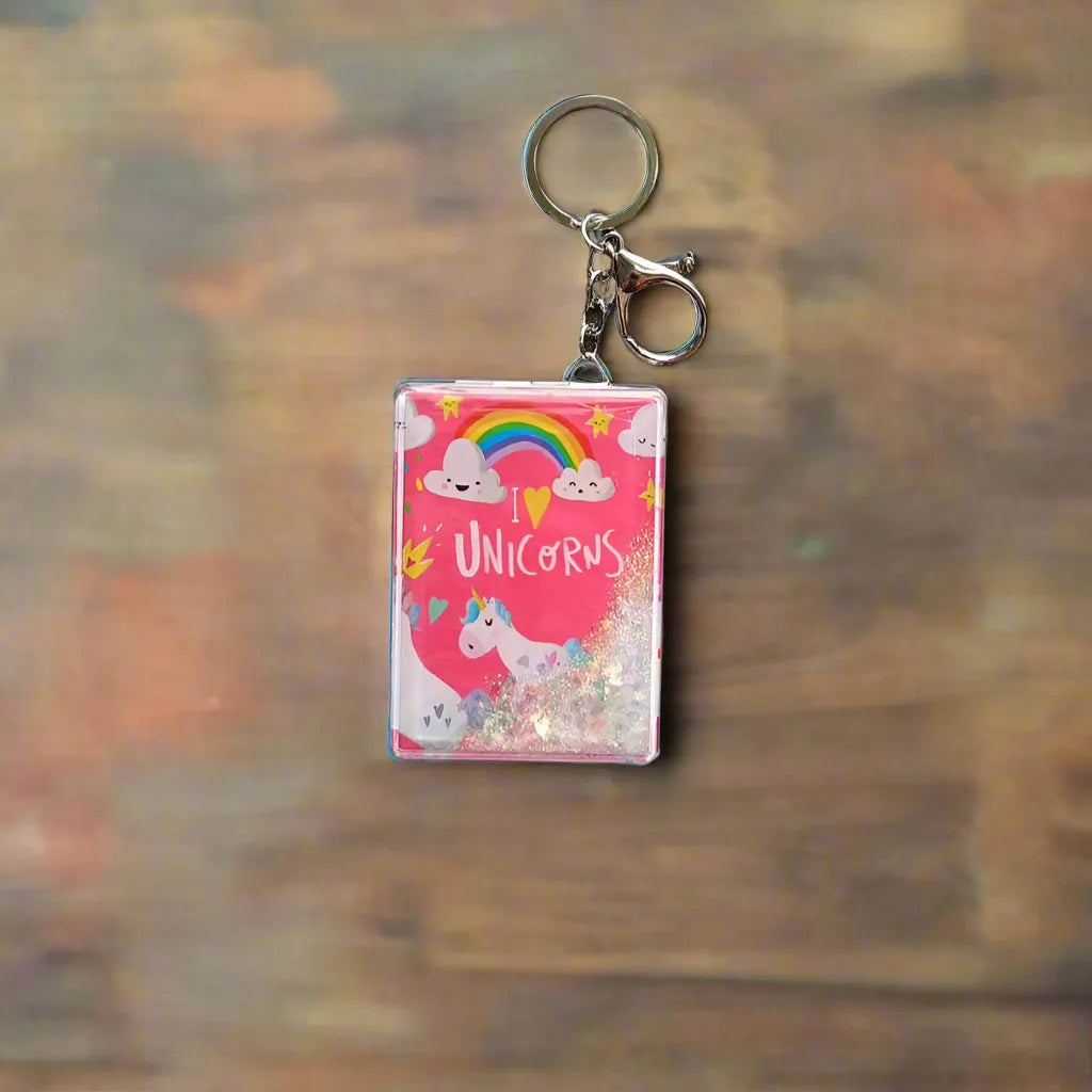 Unicorn Dreams Glitter Mirror Keychain