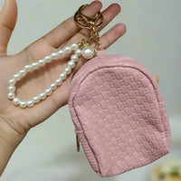 Checkered Pearls Coin Pouch Keychain