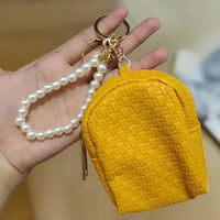 Checkered Pearls Coin Pouch Keychain