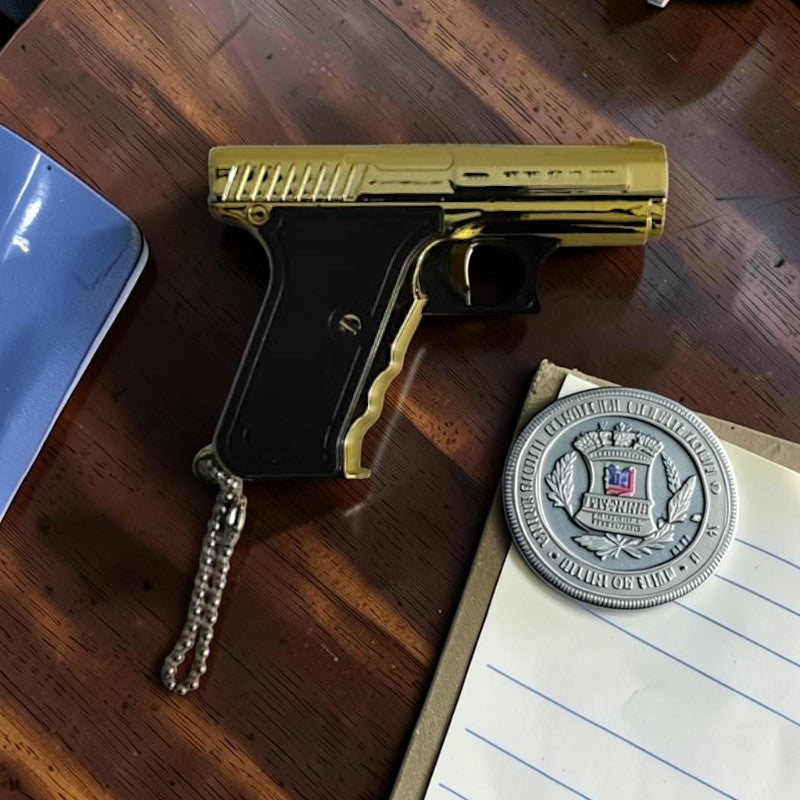 Dual Action Laser LED Pistol Keychain