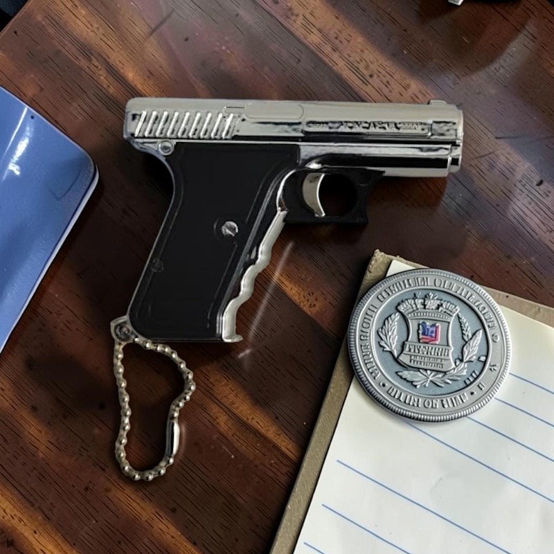 Dual Action Laser LED Pistol Keychain