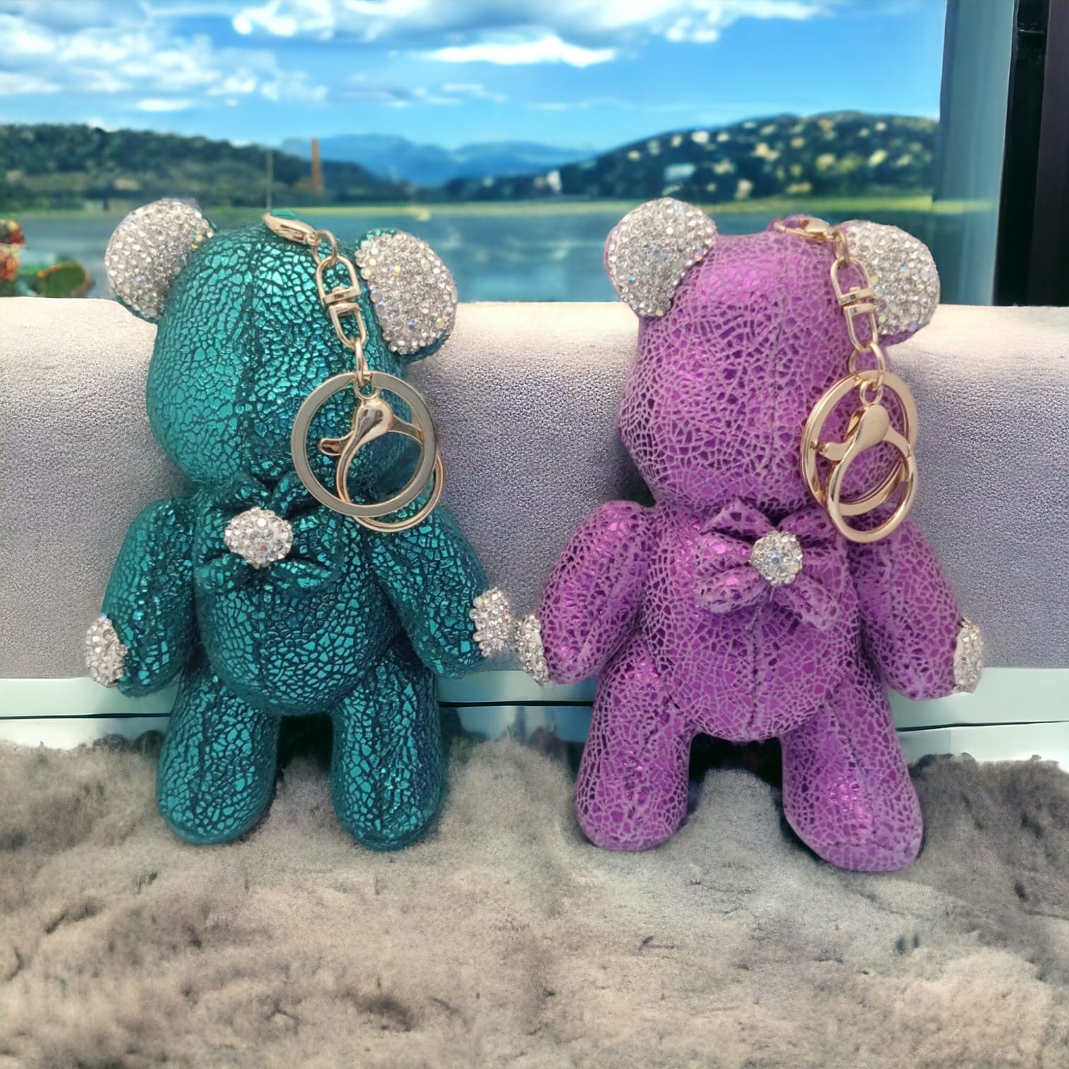 Luxurious Rhinestone Teddy Keychain