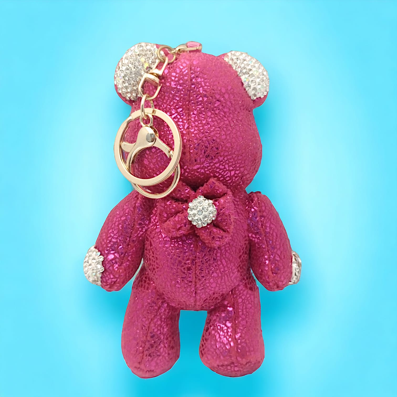 Luxurious Rhinestone Teddy Keychain