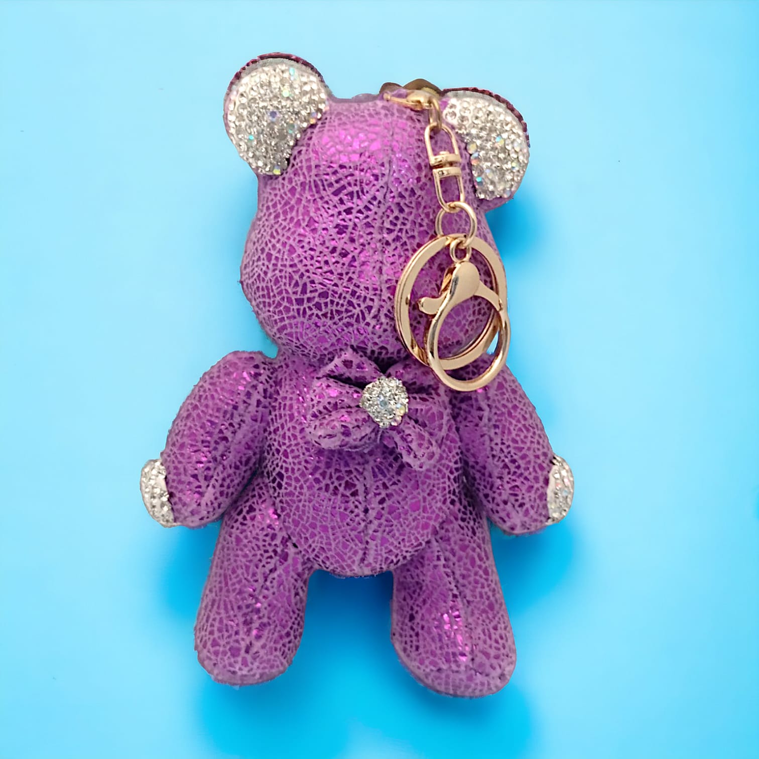 Luxurious Rhinestone Teddy Keychain