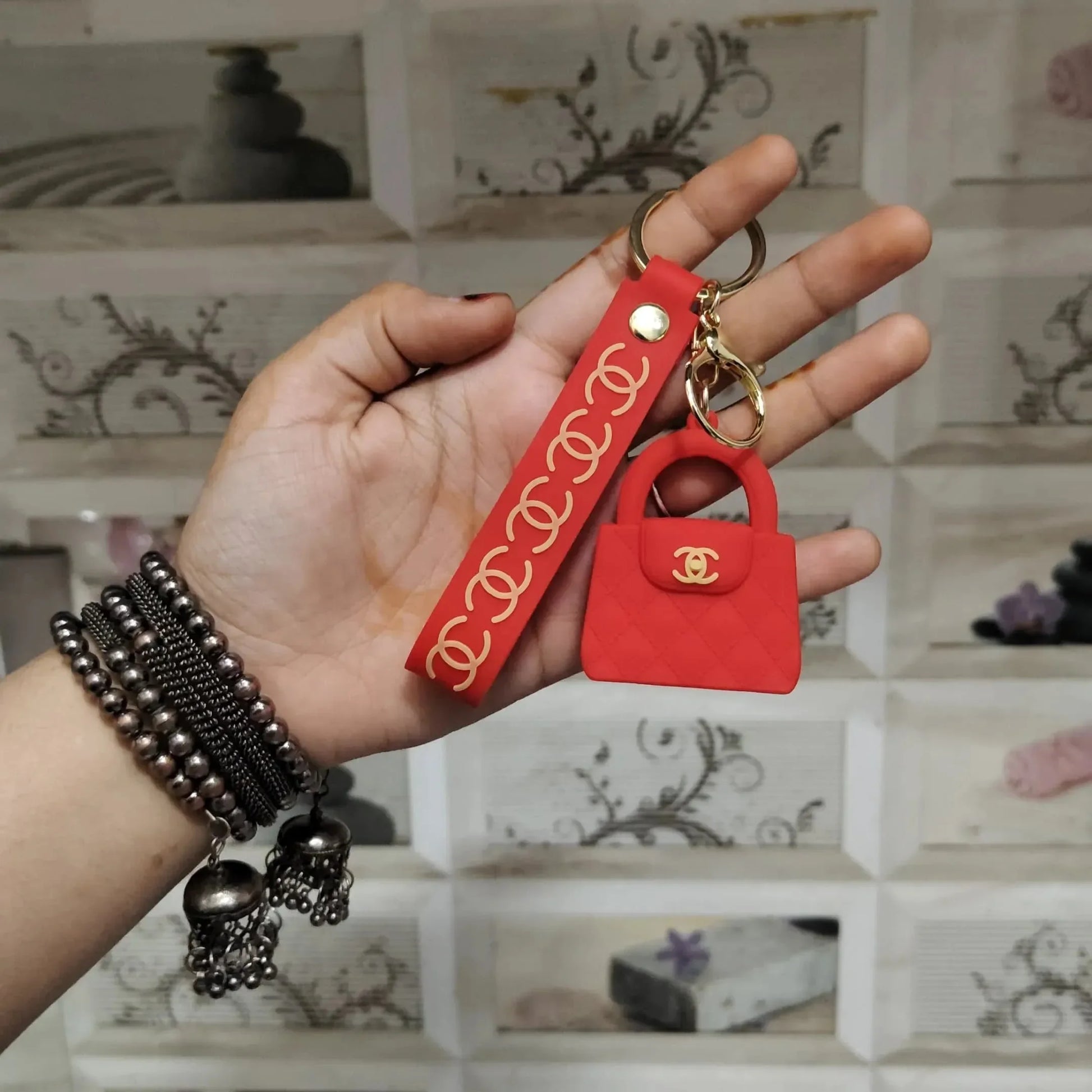 Luxury CC Bag Shaped Keychain