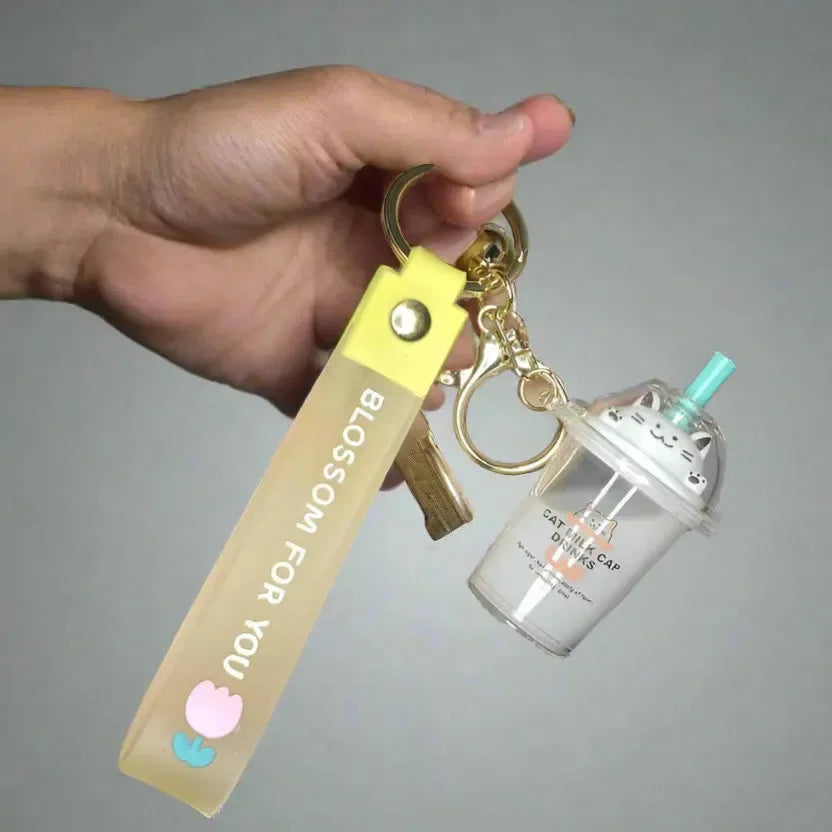 Kitty Cap Quench Liquid Keychain