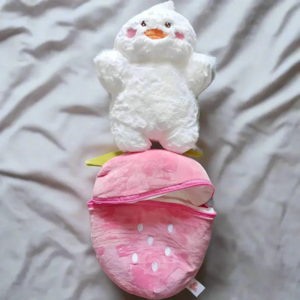 Peluche Canard Caché Fraise (35 cm) 