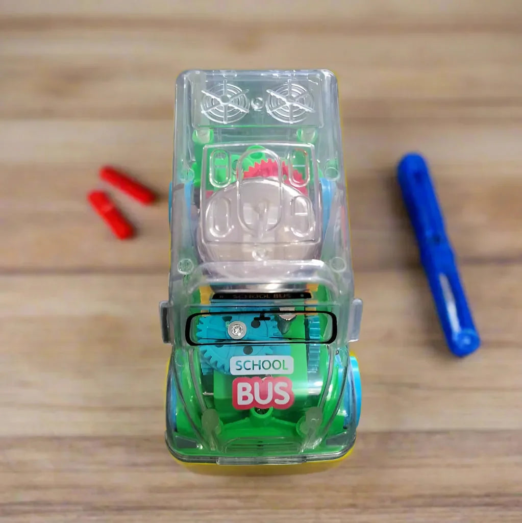 Transparent Gear School Bus Toy
