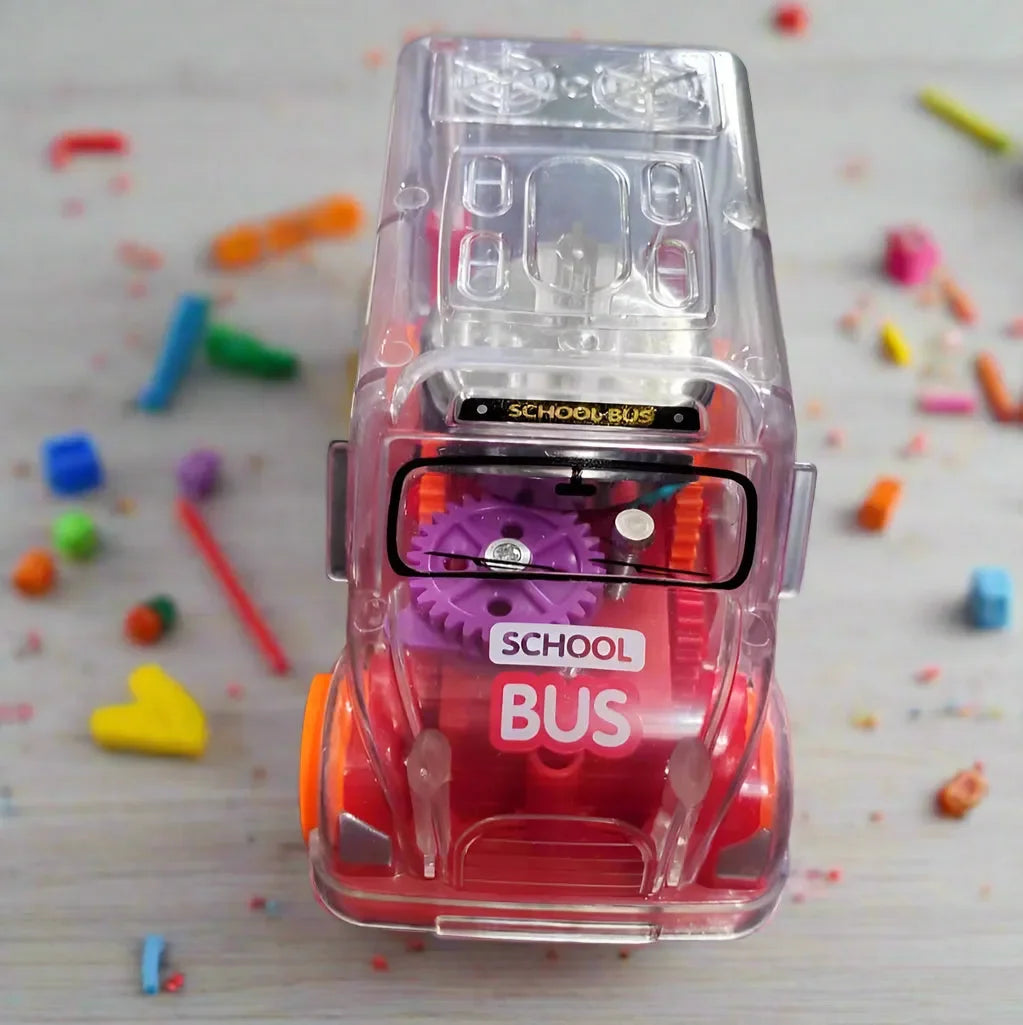 Transparent Gear School Bus Toy