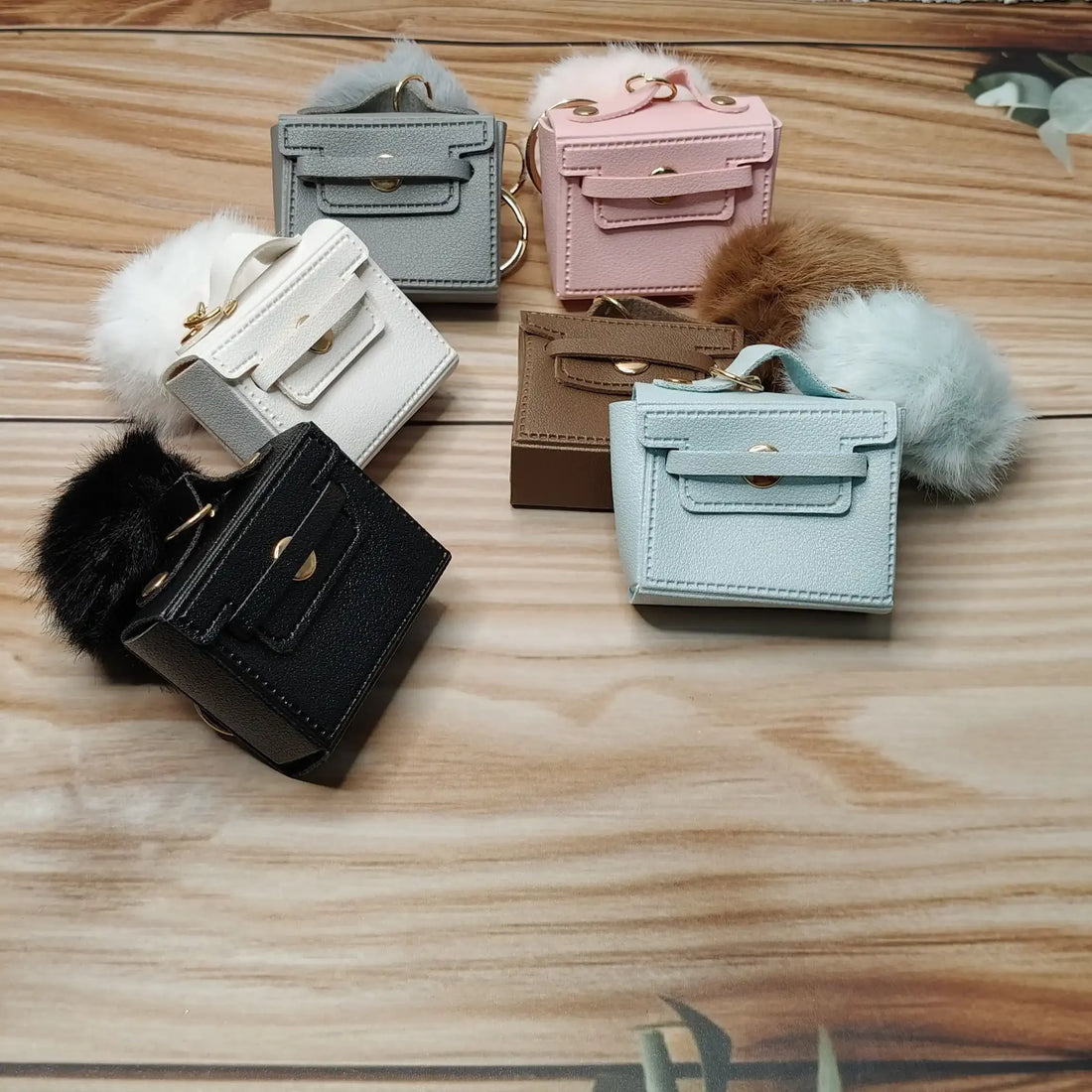 Fluffy Pom-Pom Purse Keychain