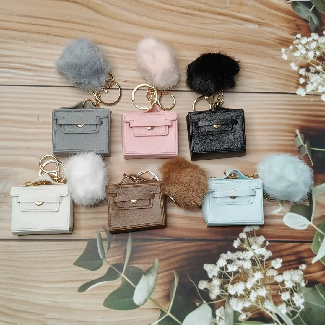 Fluffy Pom-Pom Purse Keychain