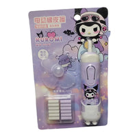 Kuromi branded children's eraser on a gray surface with a white background