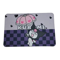 kuromi bath mat with an umbrella on a checkered background