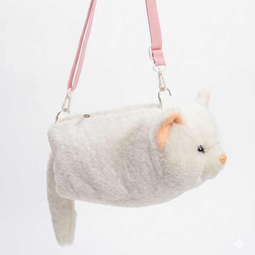 Plush Realistic Cat Fur Handbag