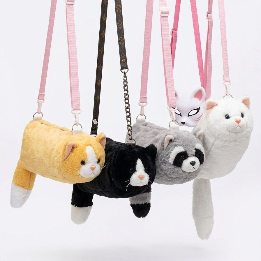 Plush Realistic Cat Fur Handbag