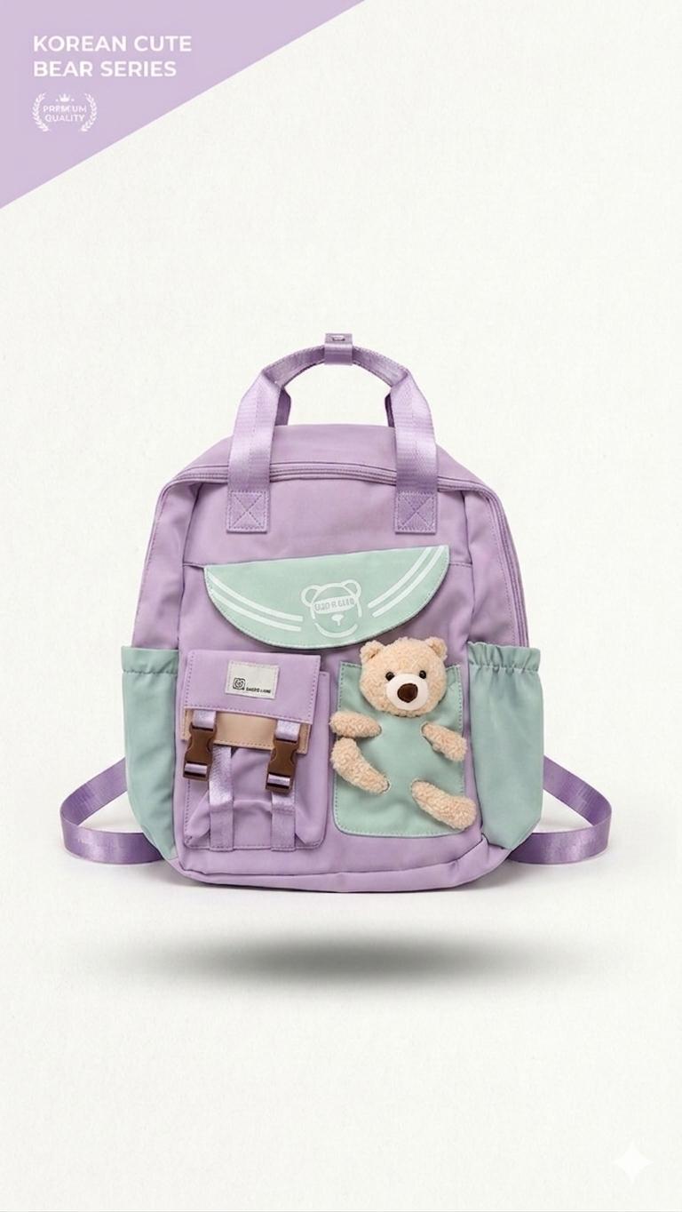Pastel Kawaii Teddy Bear Backpack