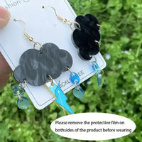 Acrylic Black Cloud Lightning Design Earrings - Bear Hugs