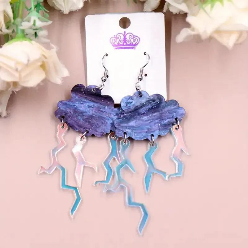 Acrylic Cloud and Lightning Earrings - Bear Hugs