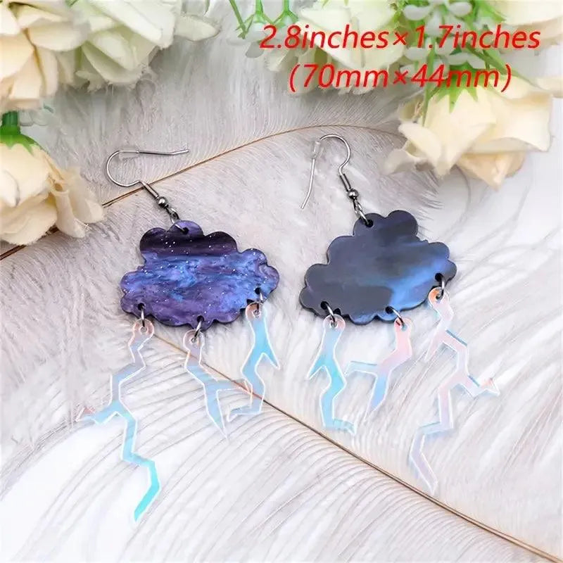 Acrylic Cloud and Lightning Earrings - Bear Hugs