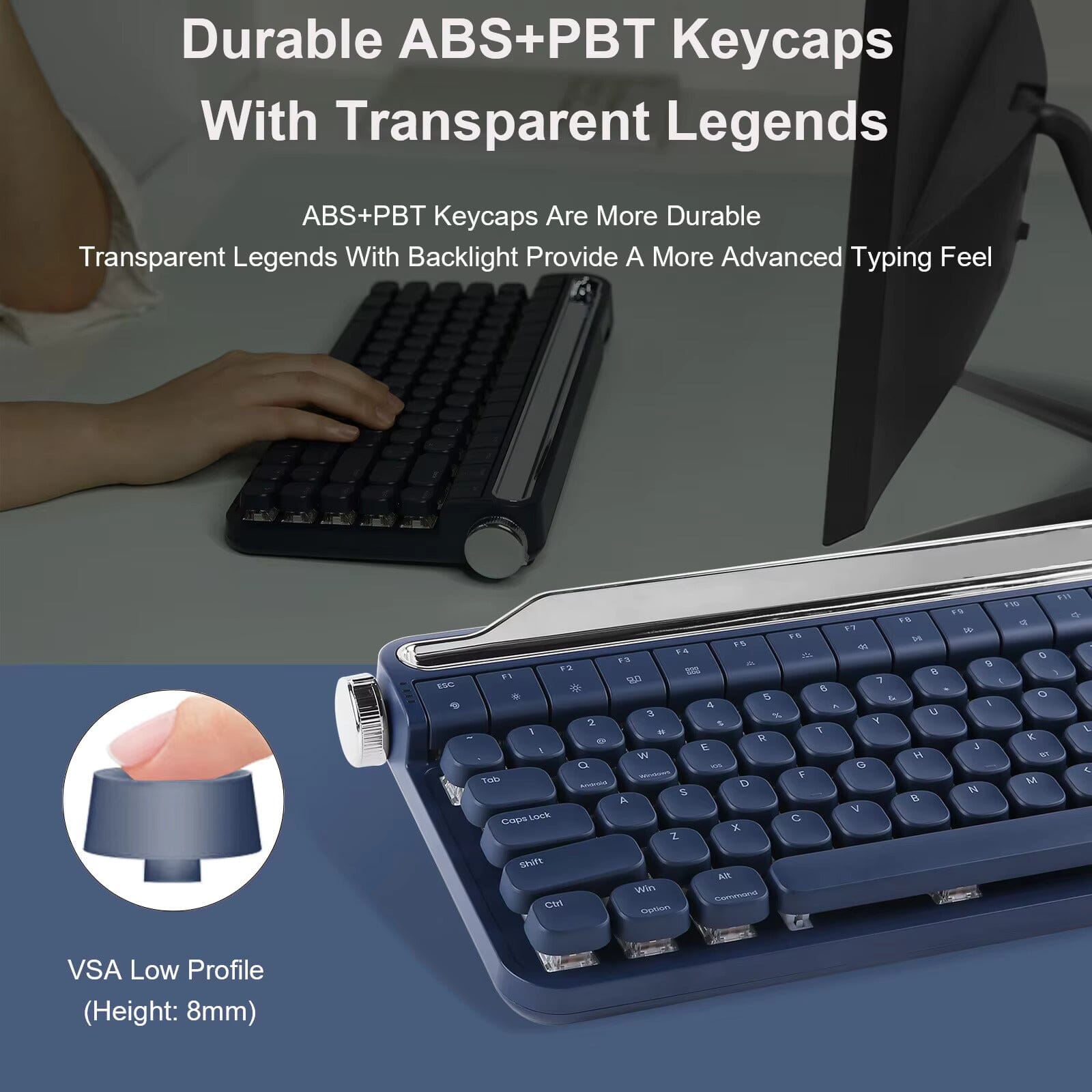 Actto B703 Wireless Bluetooth Keyboard Retro Typewriter Mechanical Gateron Outemu Switch iPad Keyboard With Holder - Bear Hugs